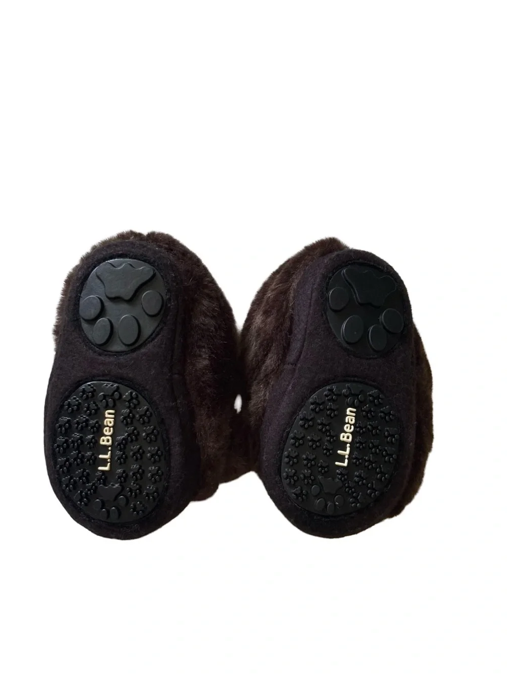 L.L. Bean Brown Plush Bear Slip-On Slippers